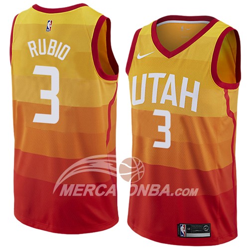 Maglia NBA Utah Jazz Rubio Ciudad 2017-18 Arancione